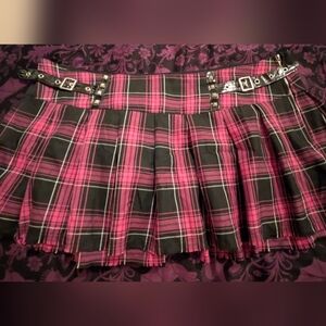 Dolls Kill Widow pink plaid mini skirt 3x